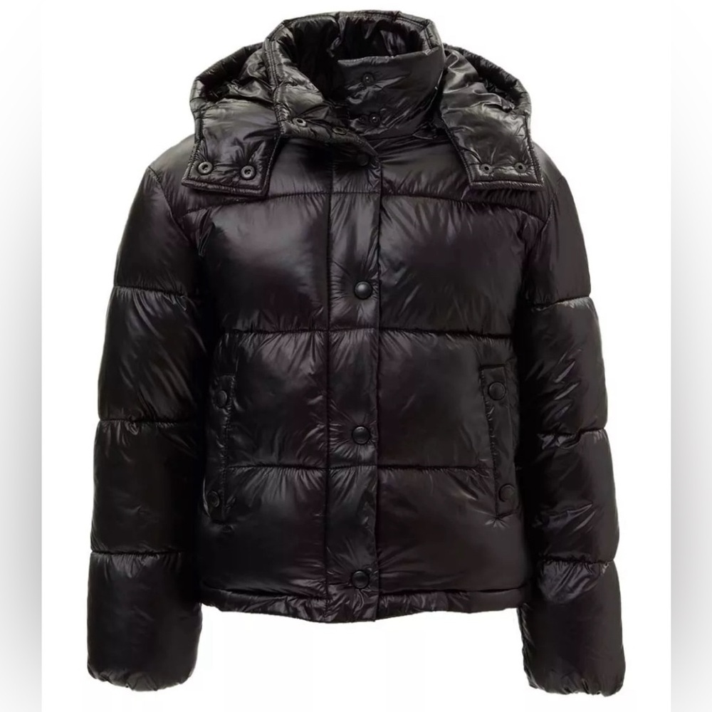 NWT Sam Edelman Girls' Puffer Coats BLACK - Black Shiny Cire Puffer Coat Size 4